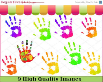 Handprint S Clipart Digital Handprint Clip Art Graphics Rainbow