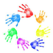 Handprints In Different Colors   Royalty Free Clip Art