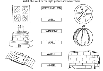 Kids Activity  Match The Words Starting With W Colored Picture