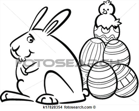 Oster Hase Und Eier F Rbung Seite  Fotosearch   Suche Clip Art
