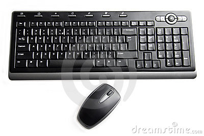 Picture Of Black Keyboard And Mouse On White Background 