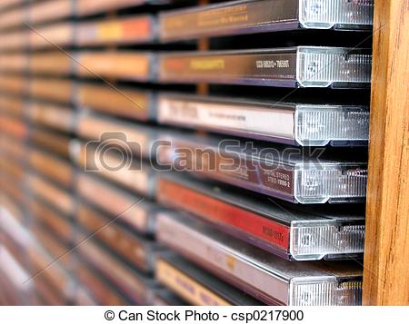 Stock Photography Of Music Cd Stack   Rows Of Music Cds In A Cd Holder    