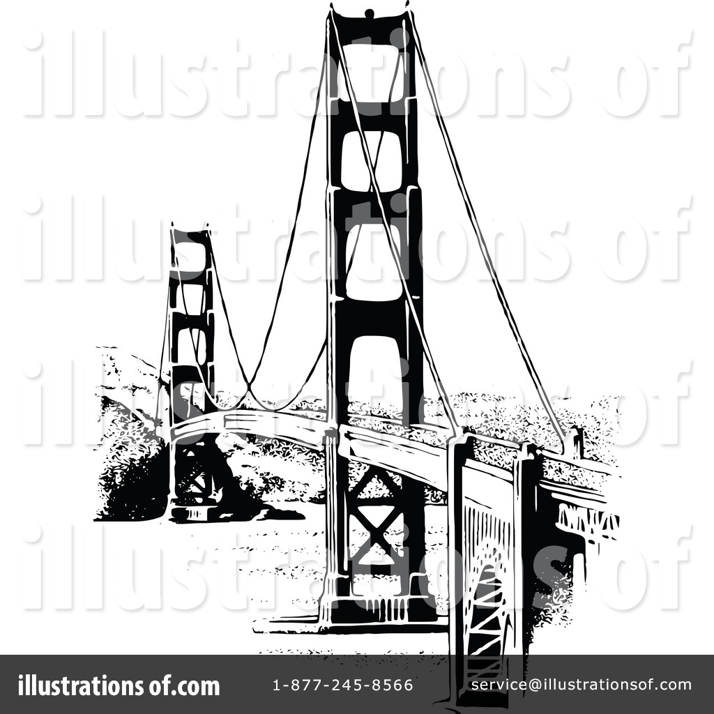 Suspension Bridge Clipart Black And White Royalty Free  Rf  Bridge