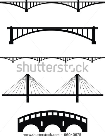 Suspension Bridge Clipart Black And White Vector Set Of Bridge Black