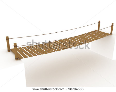 Suspension Bridge On A White Background  1   Stock Photo