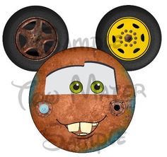 Tow Mater  Cars  Character Mickey Head Digital Printable File Diy Via
