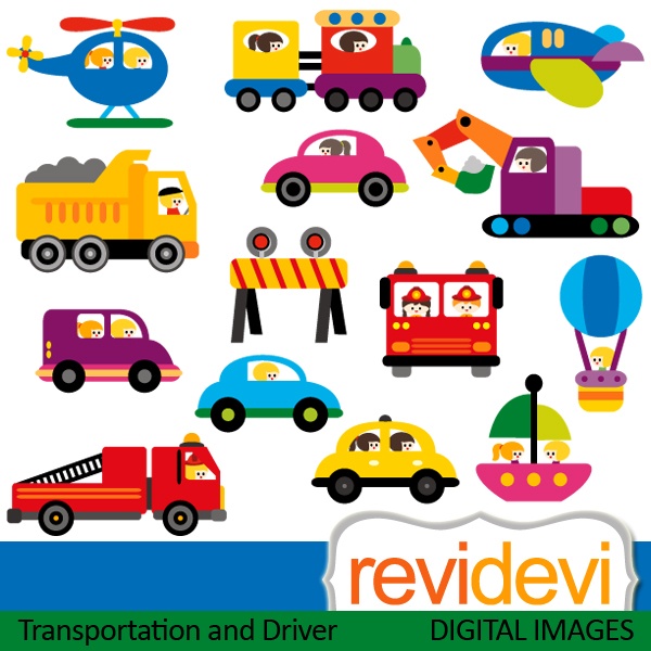 Transportation With Drivers Cliparts  Cars Construction Vehicle