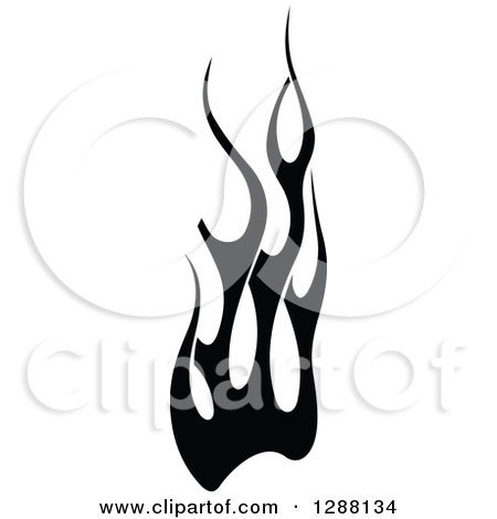 Vertical Black And White Flames Design Element 6