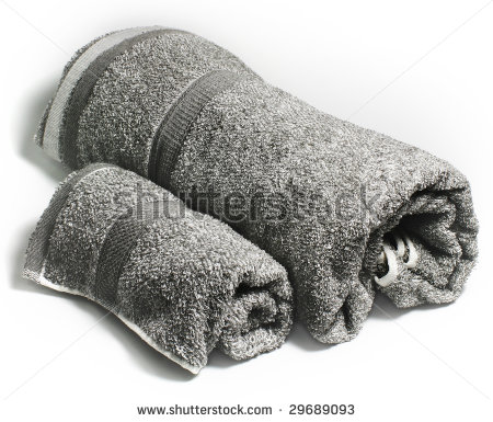 Bamboo Charcoal Towel Set  Hand Towel  Bath Towel  Stock Photo