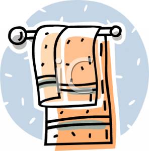 Bath Towel Hanging On A Rack   Royalty Free Clipart Picture
