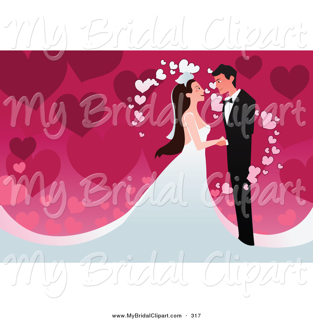 Bridal Clipart Of A Sweet And Romantic Wedding Couple With Magical