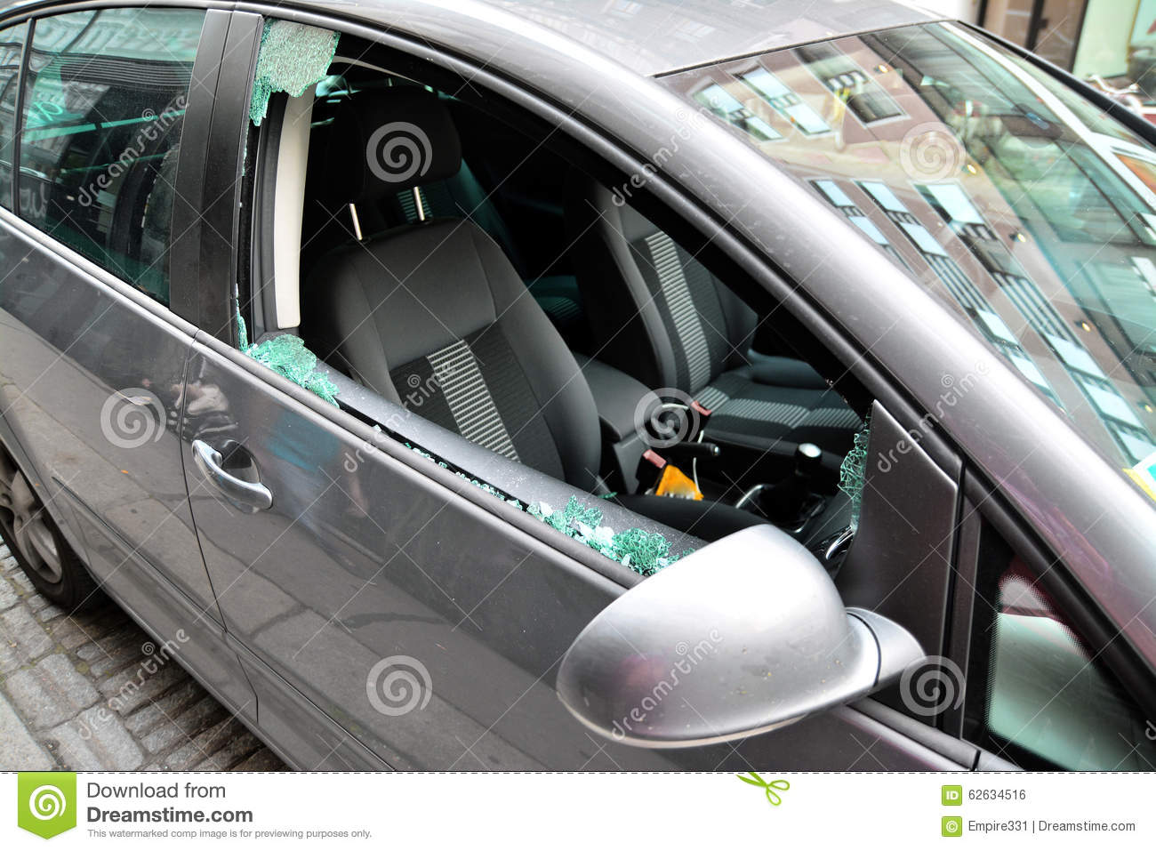 Broken Car Windshield Car Theft