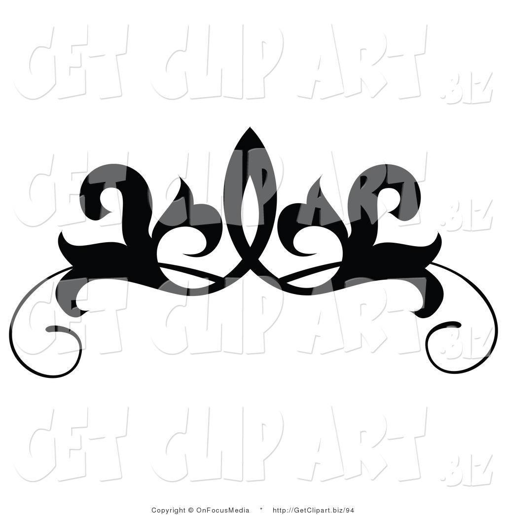 Clip Art Of A Black And White Design Scroll Or Tattoo Design On White