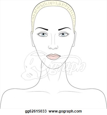 Clipart   Beautiful Ideal Woman Face  Simple Sketch Portrait   Stock
