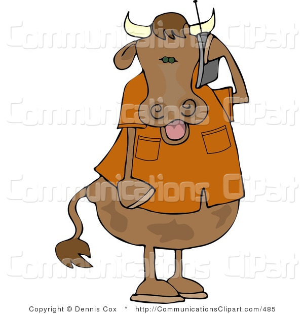 Communication Clipart Of A Human Like Cow With Horns Talking On A