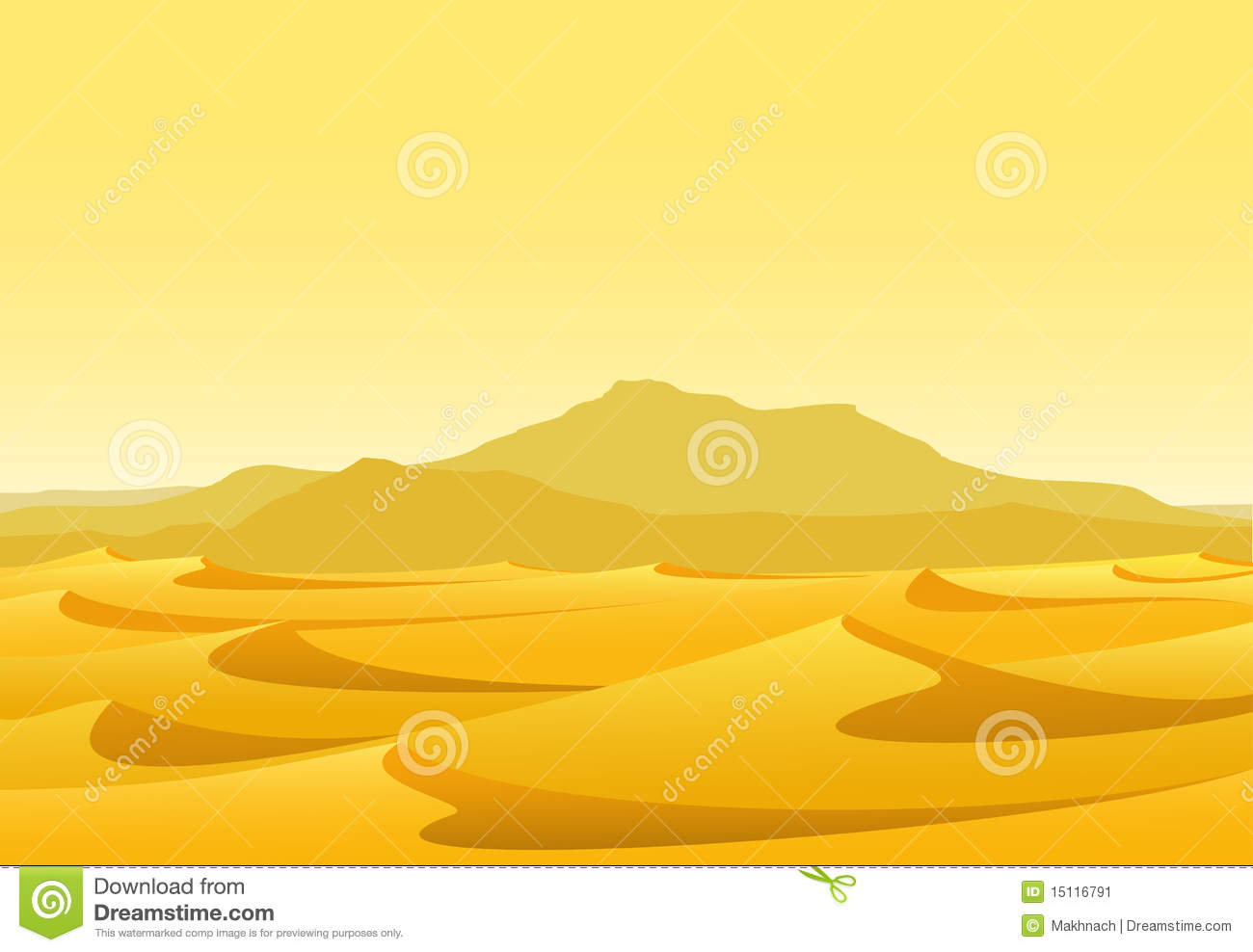 Desert With Yellow Sand And Mountains  Additional Vector Format In Eps    