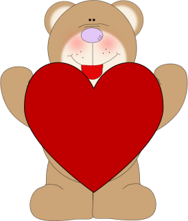 Heart   Clip Art Image Of A Purple Nose Bear Holding A Giant Red Heart