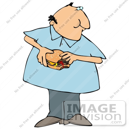 Hungry Man Eating A Cheeseburger Clipart    26702 By Djart   Royalty