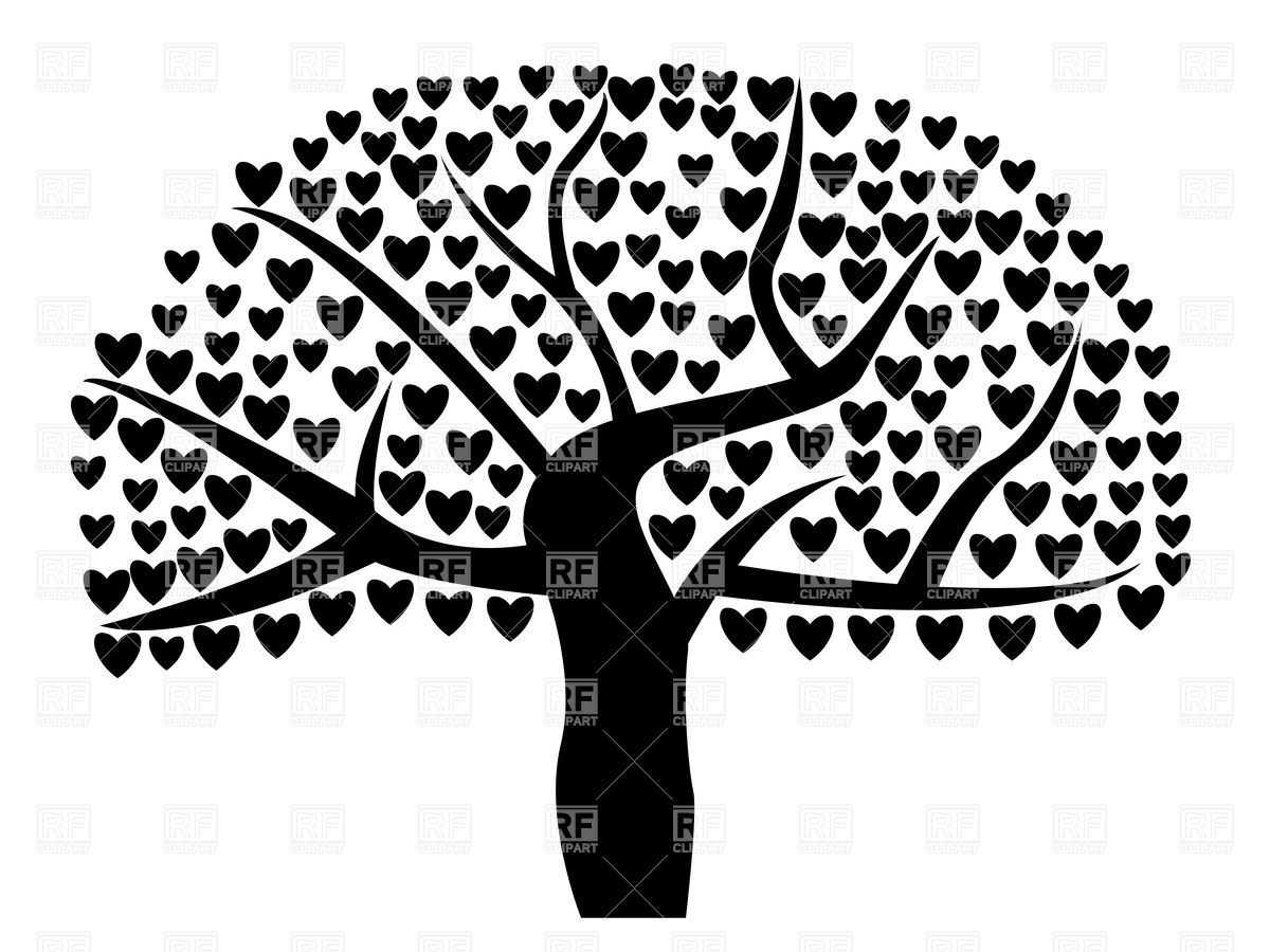 Love Tree   Blooming Tree Silhouette Download Royalty Free Vector