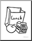 Lunch Bag Clipart Black And White Clip Art  Lunch Bag  Coloring