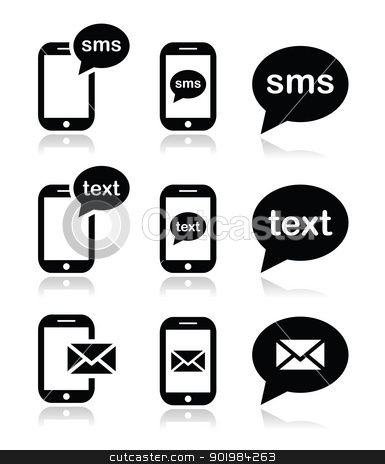 Mobile Sms Text Message Mail Icons Set Stock Vector Clipart Messaging