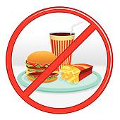 No Fast Food  Prohibition Sign  Vector Label    Royalty Free Clip Art
