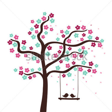 Parks   Outdoor   Spring Flower Love Tree  Vector Illustration