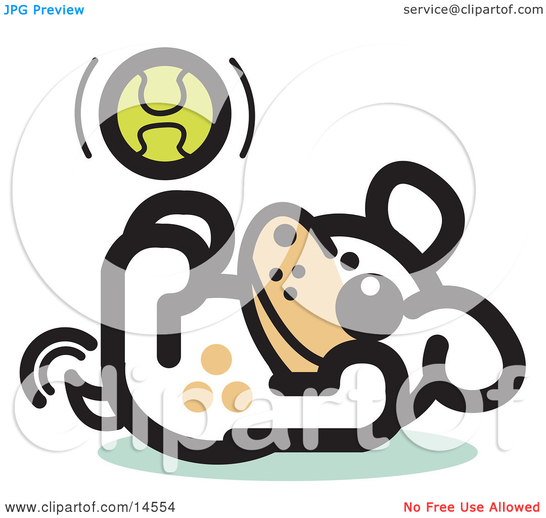 Playful Dog Playing With A Tennis Ball Clipart Illustration By Andy