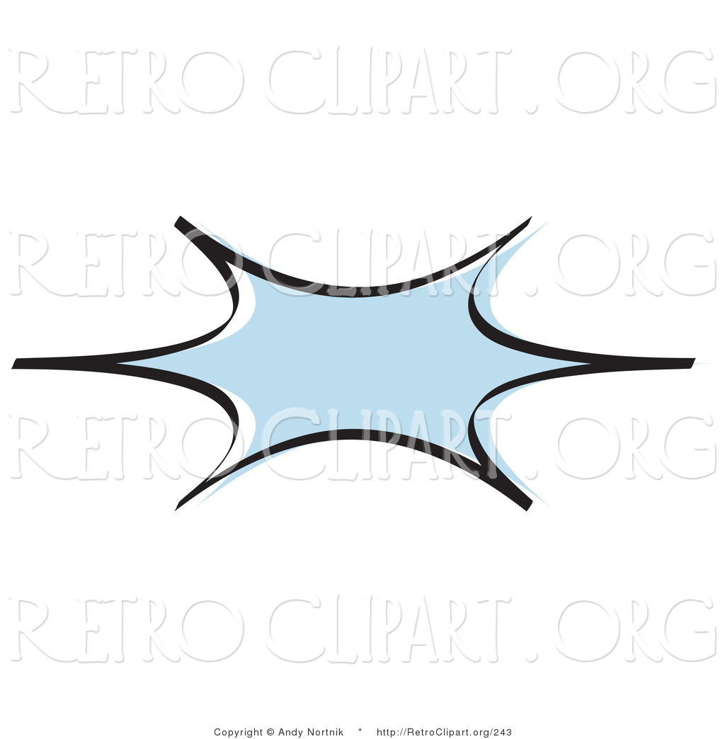 Retro Clipart Of A Blue Starburst With A Black Outline On A White    