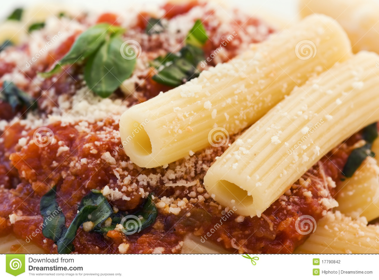Rigatoni With Tomato Sauce Stock Photography   Image  17790842