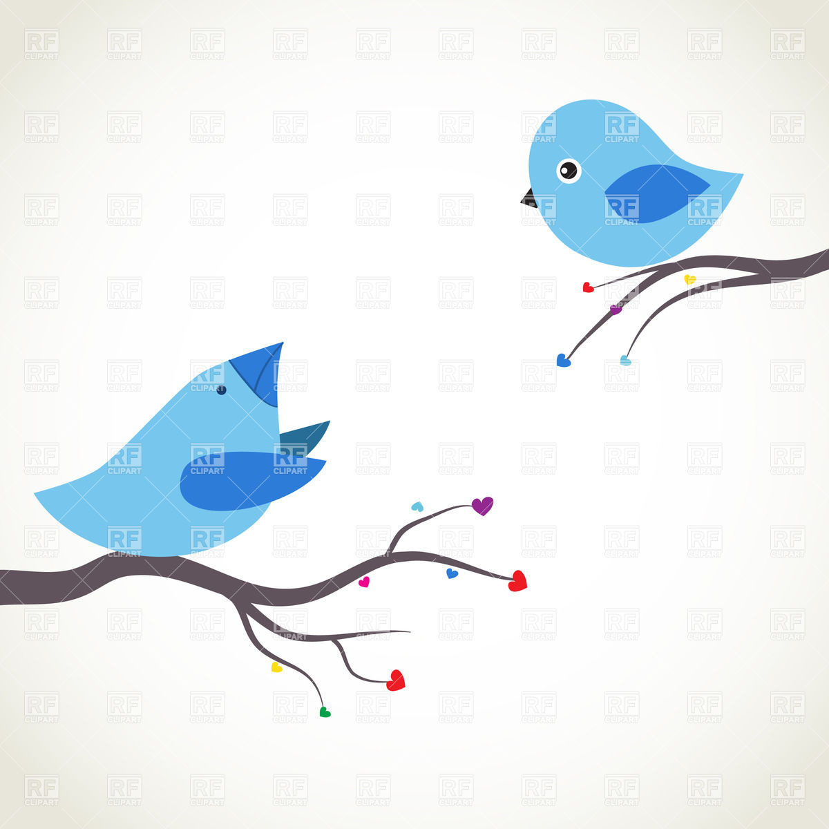 Romantic Birds On Branch 22028 Download Royalty Free Vector Clipart