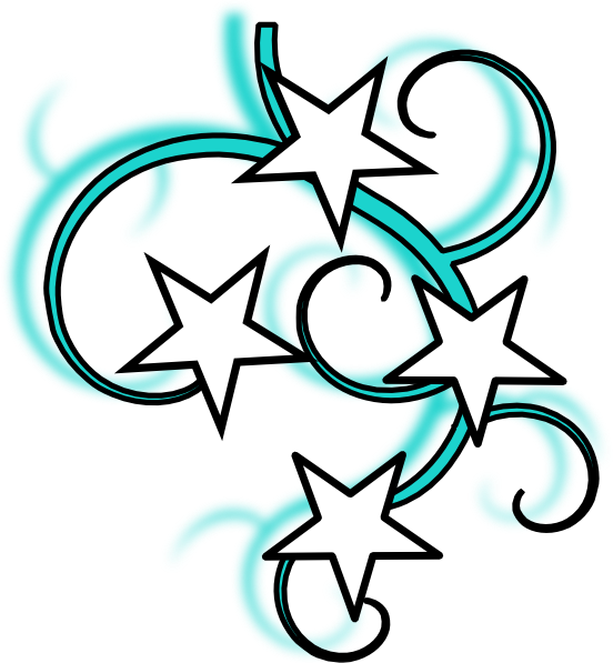Teal And White Tattoo With Stars Black Outline Clip Art At Clker Com
