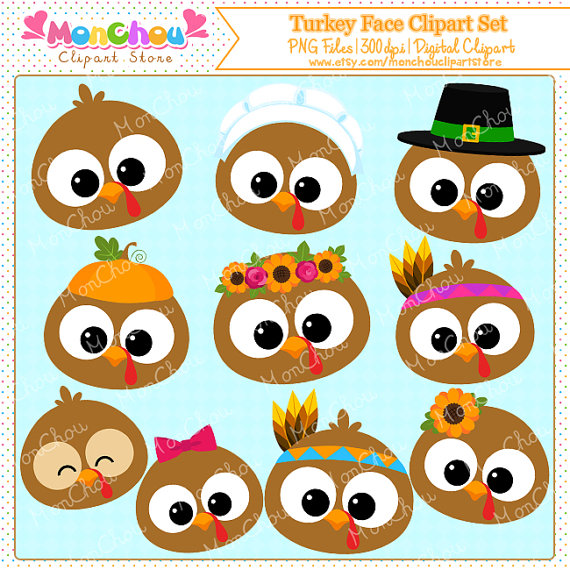 Turkey Face Clipart Set   For Commercial And Personal Use Cliparts