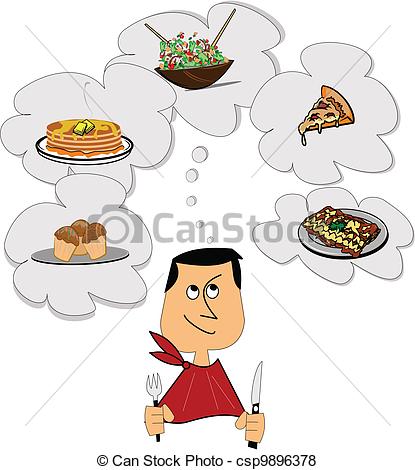 Vector Of Hungry Man   Man Day Dreaming About Food Csp9896378   Search
