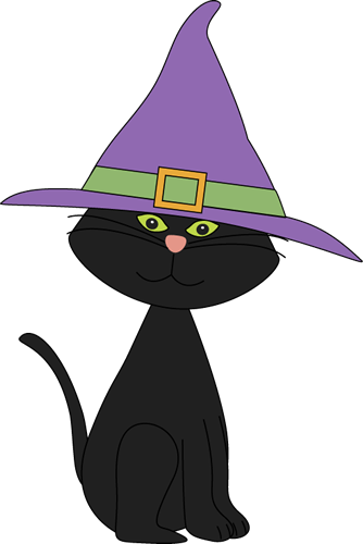 Black Cat Wearing Witches Hat Clip Art   Black Cat Wearing Witches