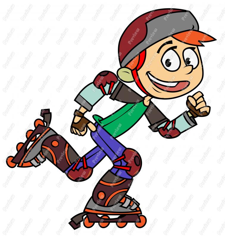 Boy Rollerblading Clip Art   Royalty Free Clipart   Vector Cartoon    