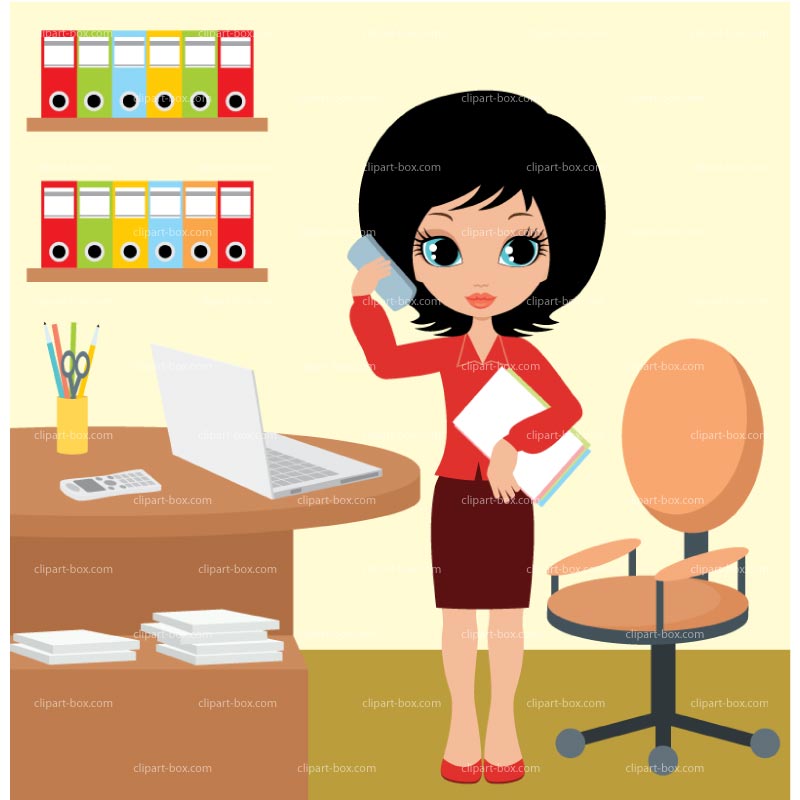 Clipart Office Girl   Royalty Free Vector Design