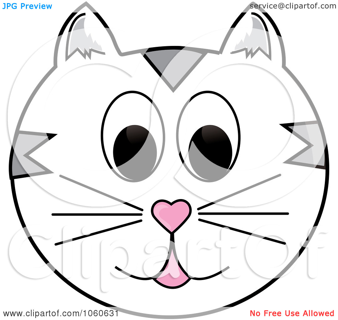 Free Vector Clip Art Illustration Of A White Cat Face By Pams Clipart