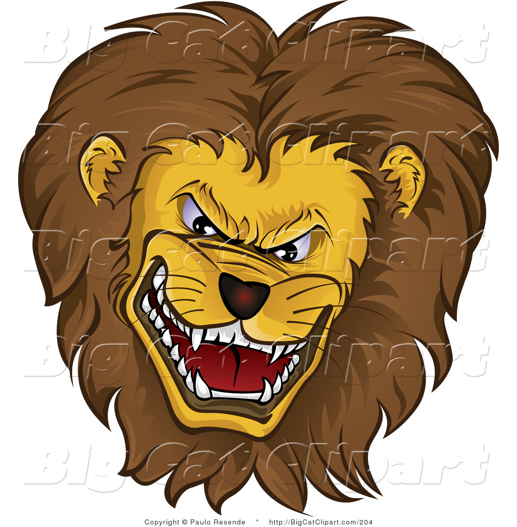Larger Preview  Big Cat Vector Clipart Of A Mean Growling Lion Head