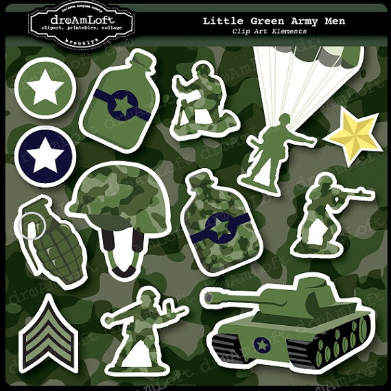 Little Green Army Men Clipart Set For Boys Party Themes Invitations    