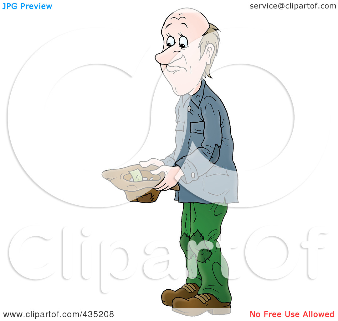 Royalty Free  Rf  Clipart Illustration Of A Poor Man Holding A Hat And