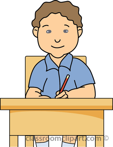 School   Student Holding Pencil Desk   Classroom Clipart
