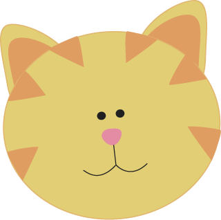 Yellow Cat Face   Cute Yellow Cat Face With Orange Stripes A Pink