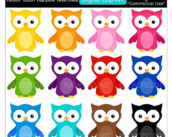 50  Off Sale Cute Owls Clip Art Col Orful Owl Digital Clipart   Rootin