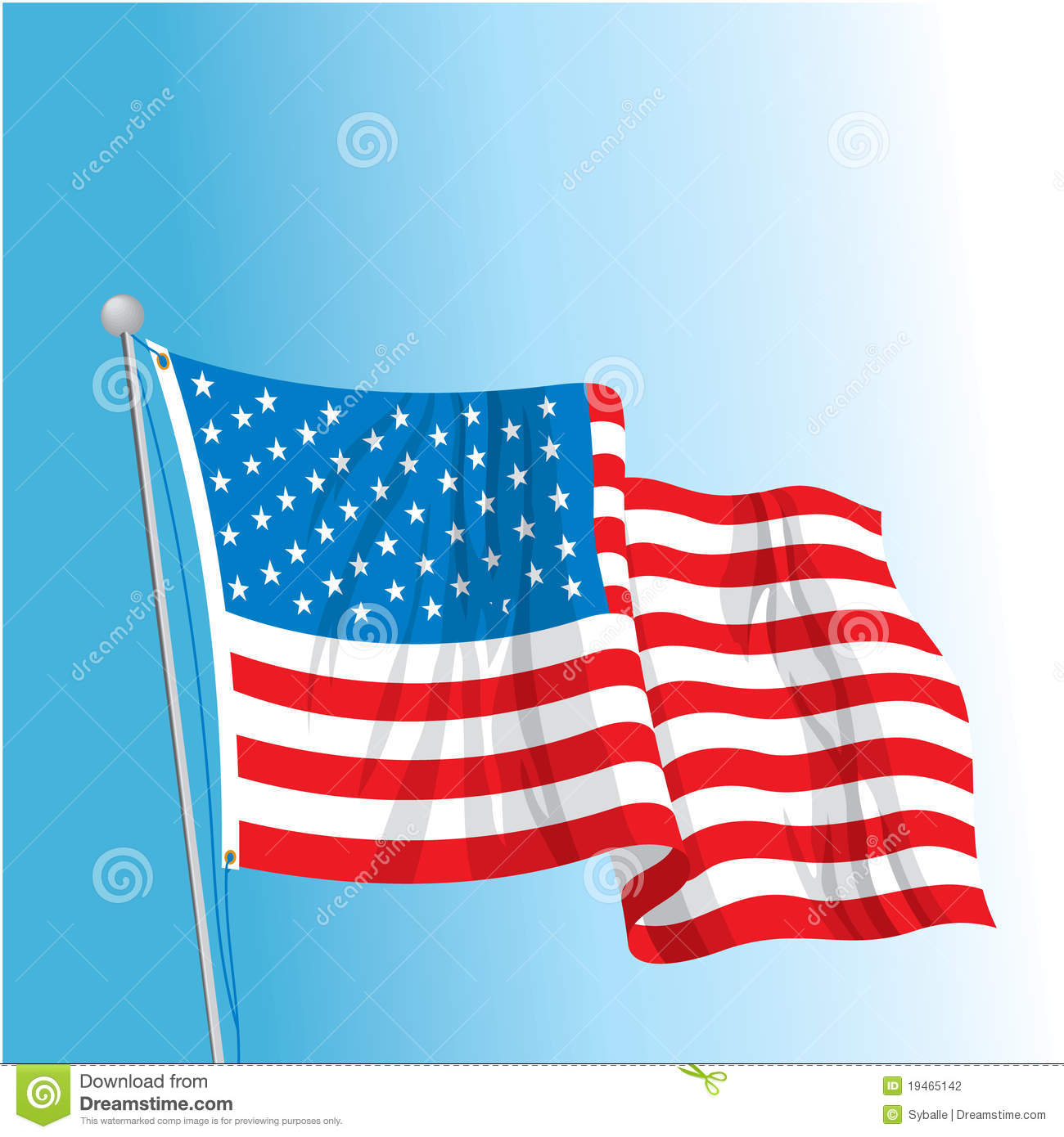 American Flag Pole Clipart Us Flag On Pole