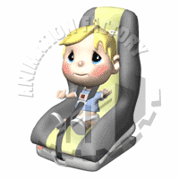 Baby Boy Buckled In Car Seat Animated Clipart