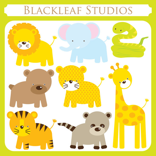 Baby Jungle Animals Clipart Set Digital Download By Happydesignco