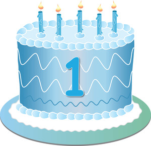 Birthday Clip Art Image  Clip Art Illustration Of A Blue Birthday Cake