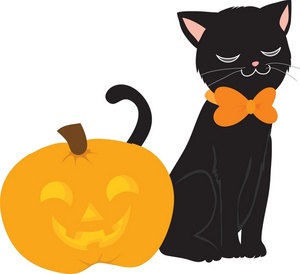 Black Cat Clipart Image   Black Cat Dressed Up For Halloween Night    