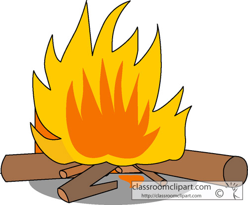 Camping   Fire With Logs   Classroom Clipart